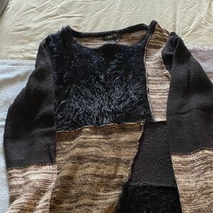 Style & Co. Black and Brown Patchwork Sweater